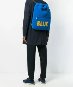 Fendi Blue slogan backpack