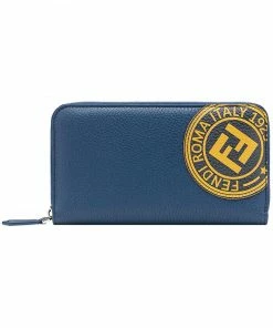 Fendi logo stamp zipped wallet
