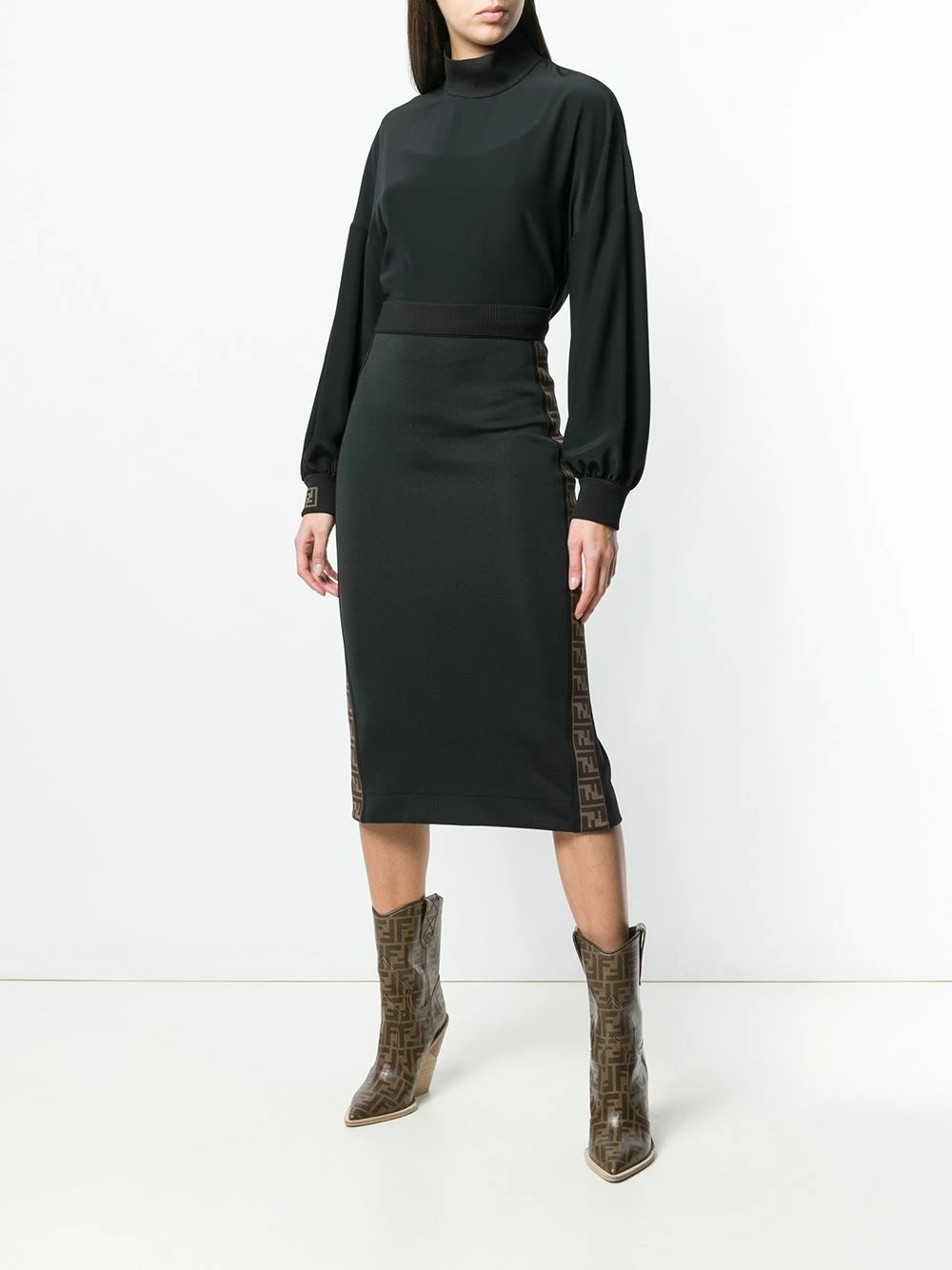 Best Sale π₯ Fendi Double F stripe fitted π skirt high-waisted π skirts of women π 4 Fendi Double F-stripe fitted skirt