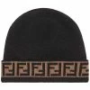 Promo 𧨠Fendi FF motif trim beanie hats of men βοΈ 2 Fendi FF motif trim beanie