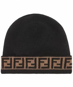 Fendi FF motif trim beanie