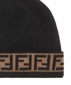 Fendi FF motif trim beanie