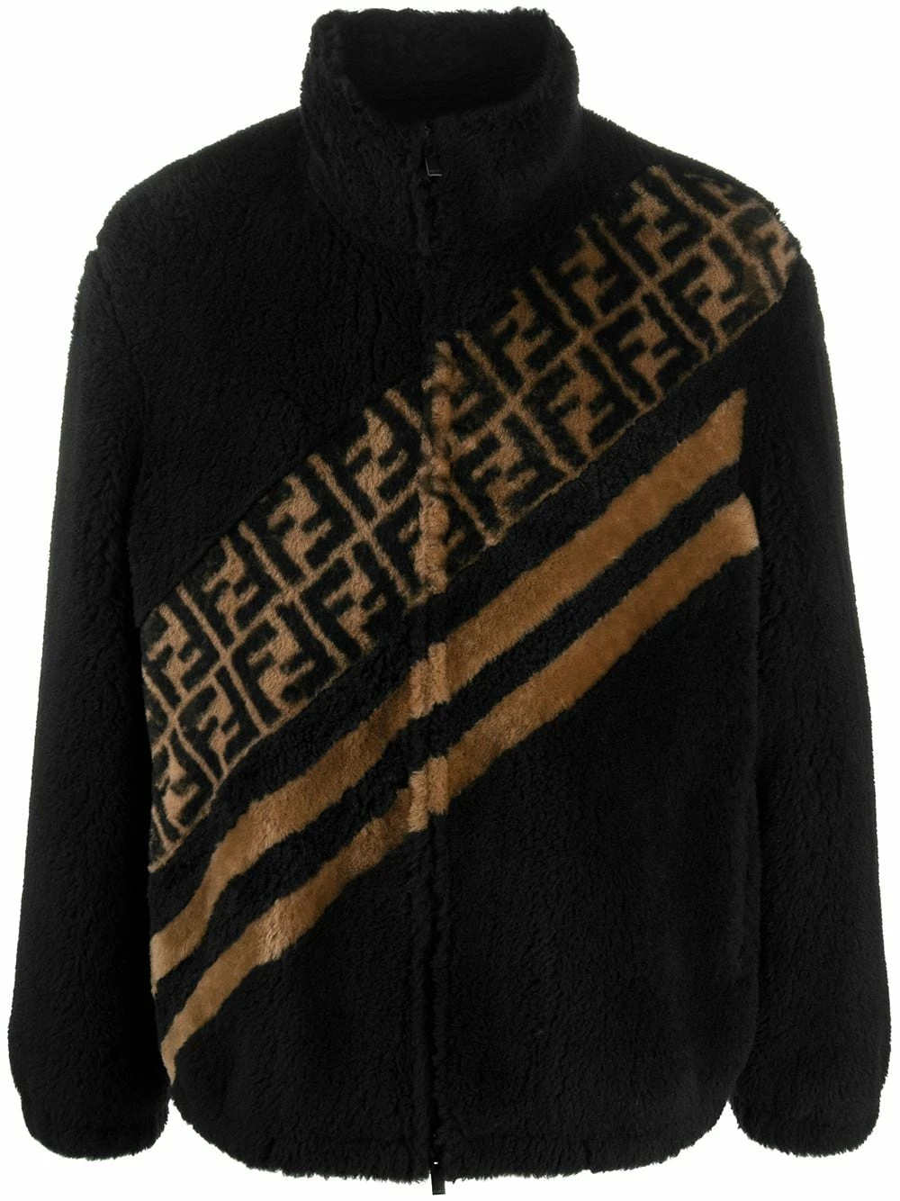 Discount π Fendi FF motif faux fur jacket leather jackets of men π 3 Fendi FF motif faux fur jacket