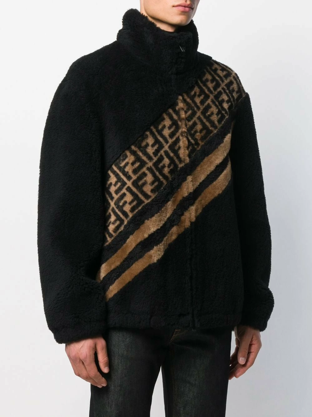 Discount π Fendi FF motif faux fur jacket leather jackets of men π 5 Fendi FF motif faux fur jacket