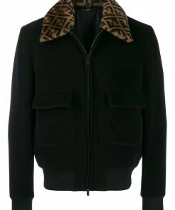 Fendi logo collar bomber jacket