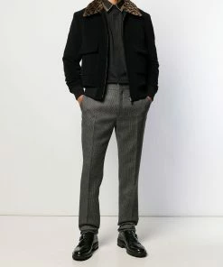 Fendi logo collar bomber jacket