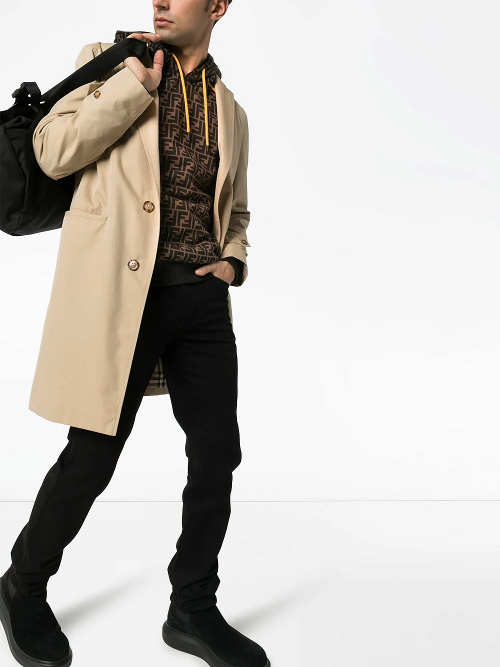 Wholesale π Fendi FF logo print hoodie hoodies of men 𧨠4 Fendi FF logo print hoodie