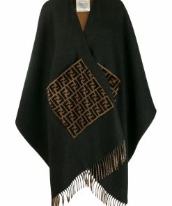 Fendi monogram fur pockets poncho