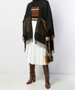 Fendi monogram fur pockets poncho