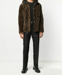 Fendi FF reversible hooded leather jacket