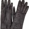 Fendi leather FF embossed gloves