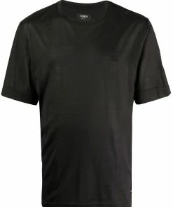 Fendi embroidered logo silk T-shirt