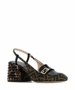 Fendi Promenade FF motif slingback loafers