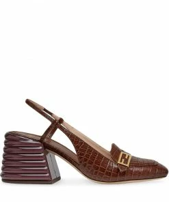 Fendi Promenade crocodile-effect slingback loafers