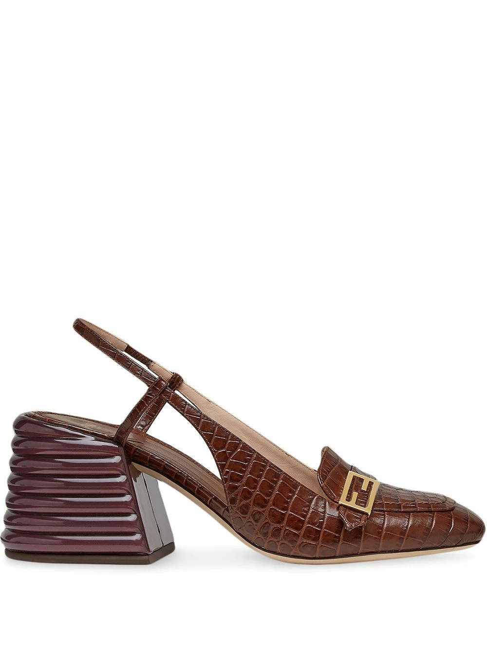 Cheapest π₯° Fendi Promenade crocodile effect slingback loafers pumps of women π 3 Fendi Promenade crocodile-effect slingback loafers