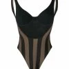 Fendi FF motif striped swimsuit