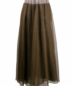 Fendi Vichy pattern organza skirt