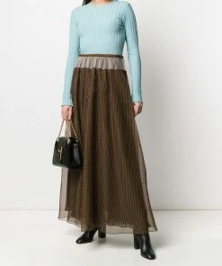 Fendi Vichy pattern organza skirt