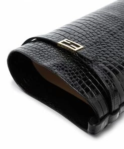 Fendi logo-plaque crocodile-embossed knee-high boots