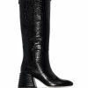 Fendi logo-plaque crocodile-embossed knee-high boots