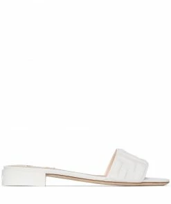 Fendi logo-embossed leather slides