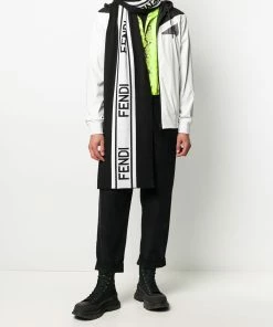 Fendi contrast striped logo scarf