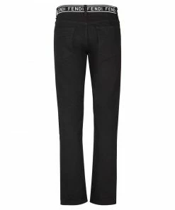 Fendi logo-tape straight-leg jeans