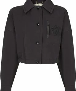 Fendi cropped logo patch jacket