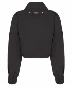 Fendi cropped logo patch jacket