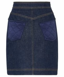 Fendi padded-detail denim skirt