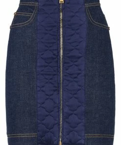 Fendi padded-detail denim skirt