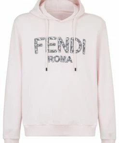 Fendi floral-embroidered logo-detail hoodie