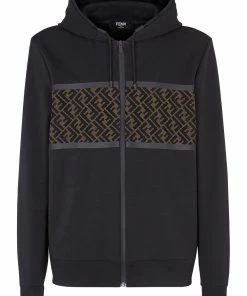 Fendi FF panel zipped hoodie