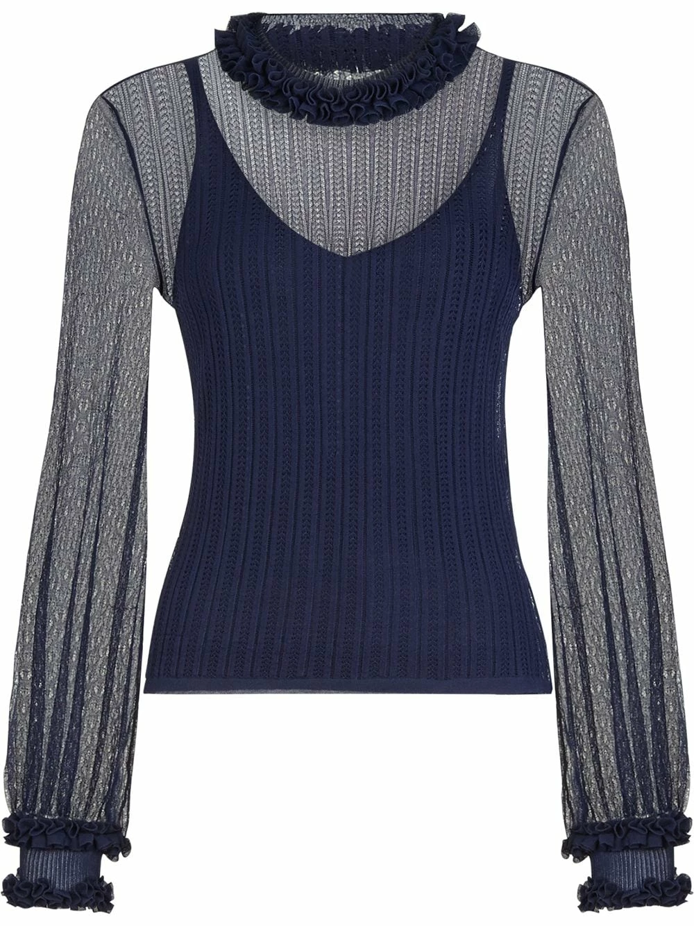 Promo π Fendi Ruffle trim knitted top knitted tops of women β€οΈ 3 Fendi ruffle trim knitted top
