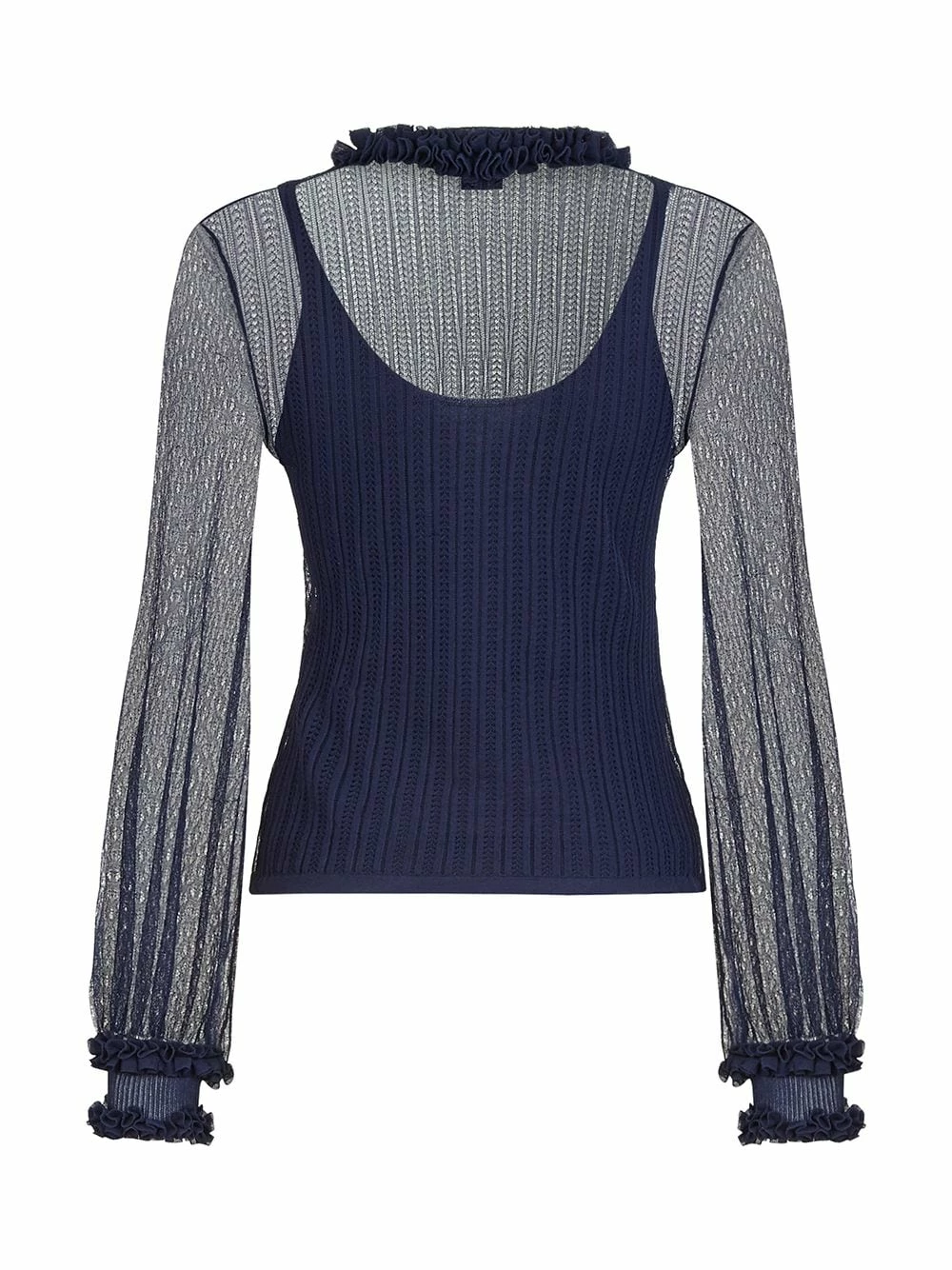 Promo π Fendi Ruffle trim knitted top knitted tops of women β€οΈ 4 Fendi ruffle trim knitted top