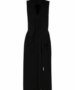 Fendi pussy-bow sleeveless midi dress