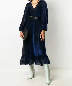 Fendi velvet-effect flared midi dress