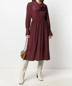 Fendi gingham-print silk midi dress