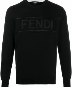 Fendi logo print knitted sweatshirt
