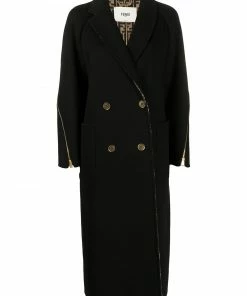 Fendi zip-embellished double-breasted coat