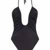 Fendi U-neck ruched swimsuit