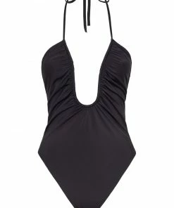 Fendi U-neck ruched swimsuit