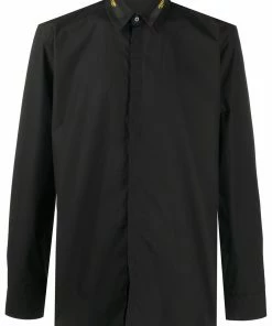 Fendi logo-stripe collar shirt