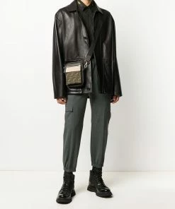 Fendi logo-stripe collar shirt