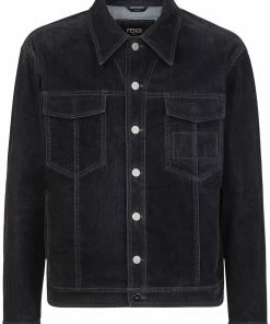 Fendi logo-patch denim jacket