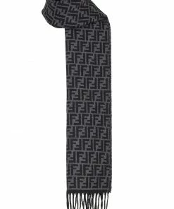 Fendi FF pattern fringed scarf