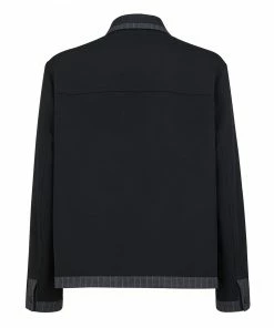 Fendi panelled wool shirt-jacket