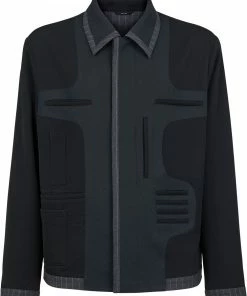 Fendi panelled wool shirt-jacket