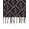Fendi FF-intarsia fringed trim scarf