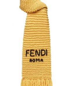 Fendi logo-embroidered chunky-knit scarf